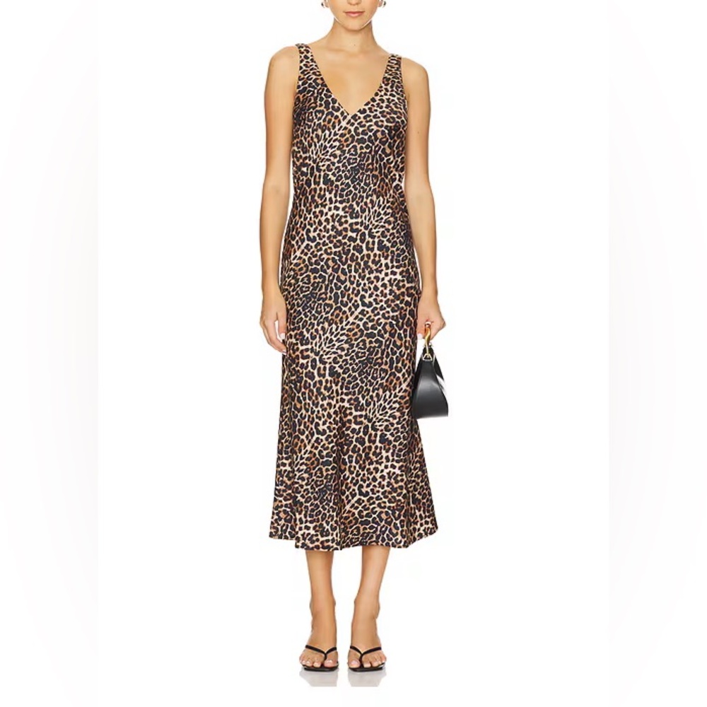 LNA Leopard V Slip Dress